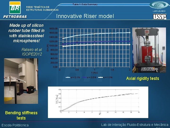 Table 1: Data Summary REDE TEMÁTICA DE ESTRUTURAS SUBMARINAS Innovative Riser model Made up