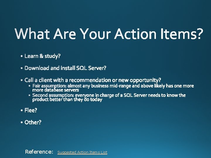 Reference: Suggested Action Items List 