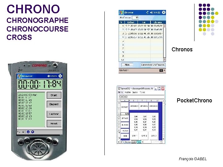 CHRONOGRAPHE CHRONOCOURSE CROSS Chronos Pocket. Chrono François GABEL 