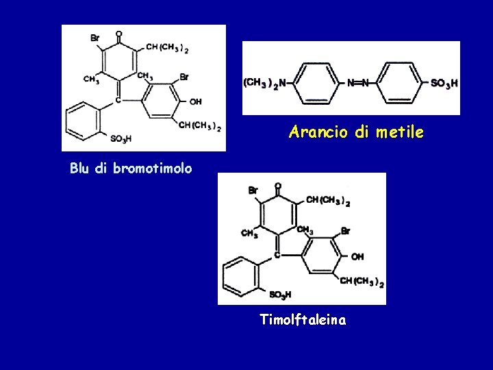 Arancio di metile Blu di bromotimolo Timolftaleina 