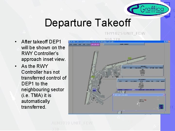 Departure Takeoff • After takeoff DEP 1 will be shown on the RWY Controller’s
