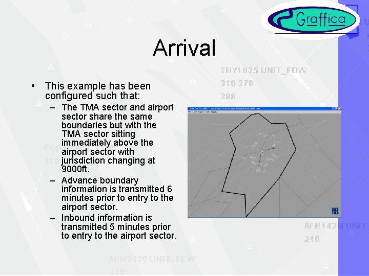 Arrival • This example has been configured such that: – The TMA sector and