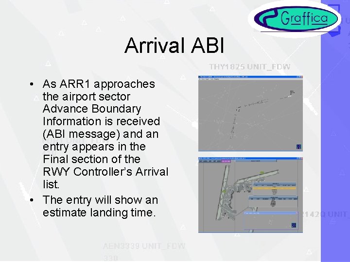 Arrival ABI • As ARR 1 approaches the airport sector Advance Boundary Information is