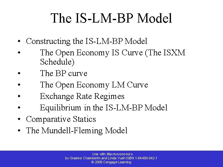 The IS-LM-BP Model • Constructing the IS-LM-BP Model • The Open Economy IS Curve