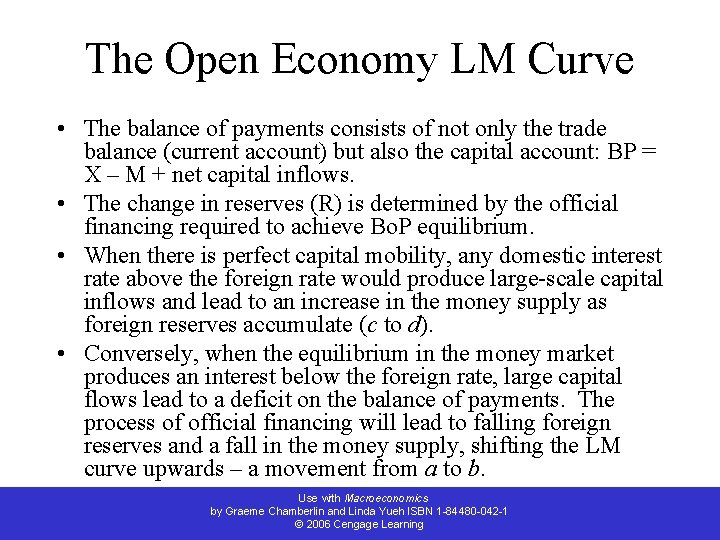 The Open Economy LM Curve • The balance of payments consists of not only