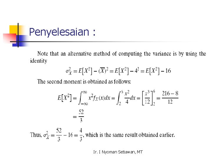 Penyelesaian : Ir. I Nyoman Setiawan, MT 