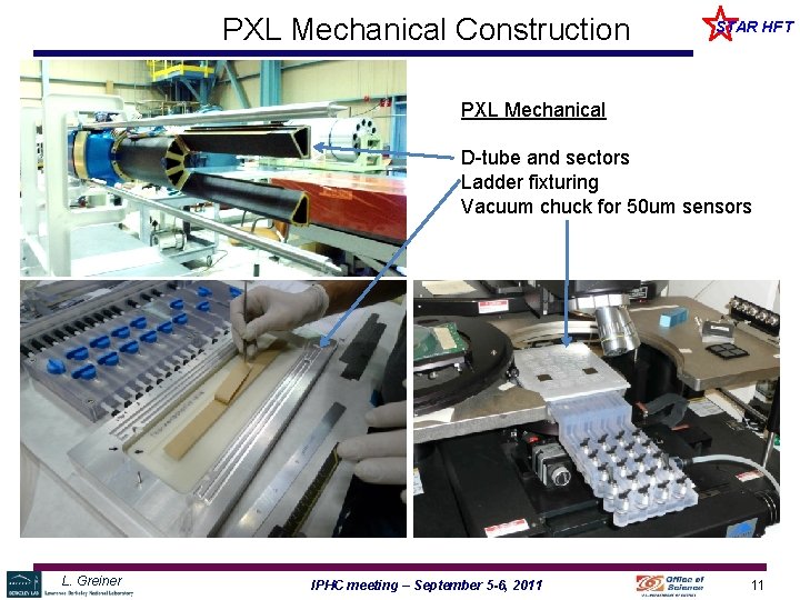 PXL Mechanical Construction STAR HFT PXL Mechanical D-tube and sectors Ladder fixturing Vacuum chuck