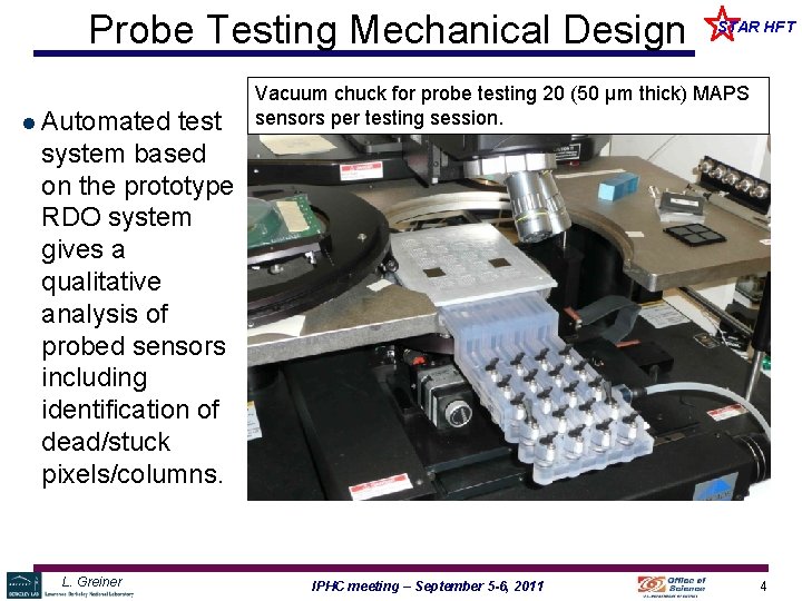 Probe Testing Mechanical Design l Automated test system based on the prototype RDO system