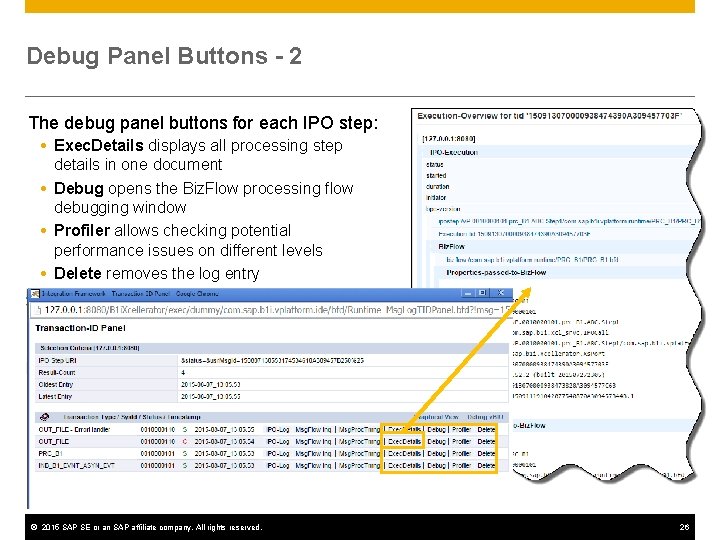 Debug Panel Buttons - 2 The debug panel buttons for each IPO step: Exec.