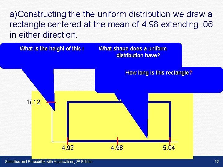 a)Constructing the uniform distribution we draw a rectangle centered at the mean of 4.