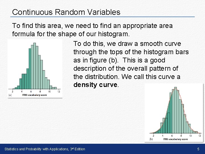 Continuous Random Variables To find this area, we need to find an appropriate area