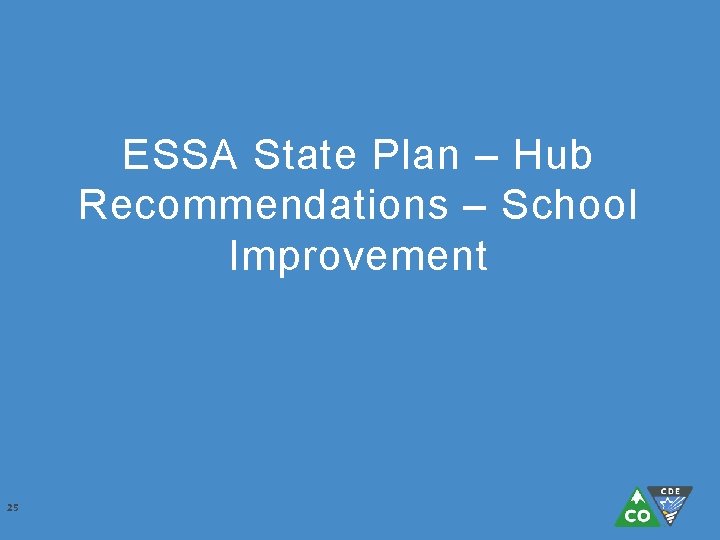 ESSA State Plan – Hub Recommendations – School Improvement 25 