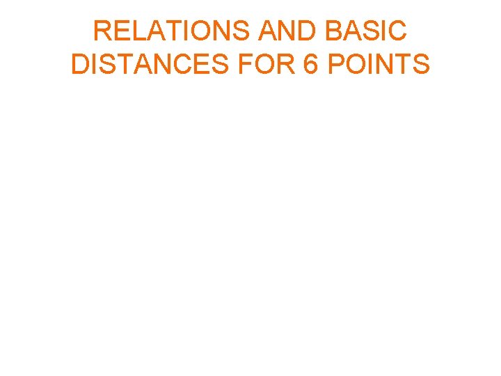 RELATIONS AND BASIC DISTANCES FOR 6 POINTS 