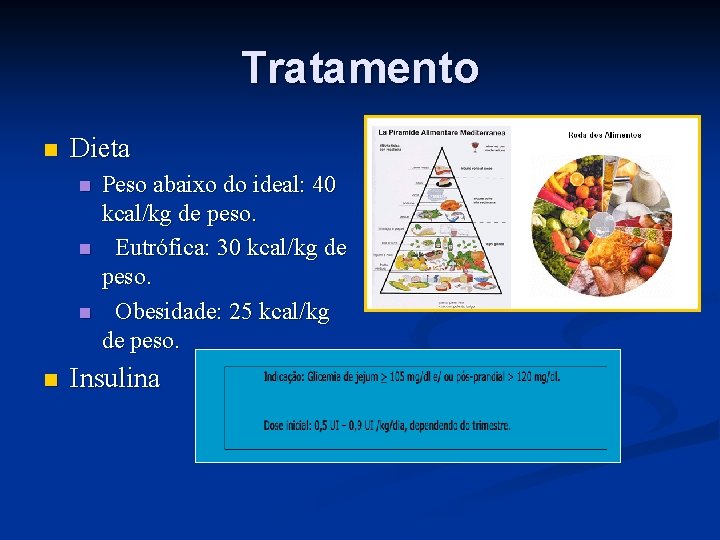 Tratamento n Dieta n n Peso abaixo do ideal: 40 kcal/kg de peso. Eutrófica: