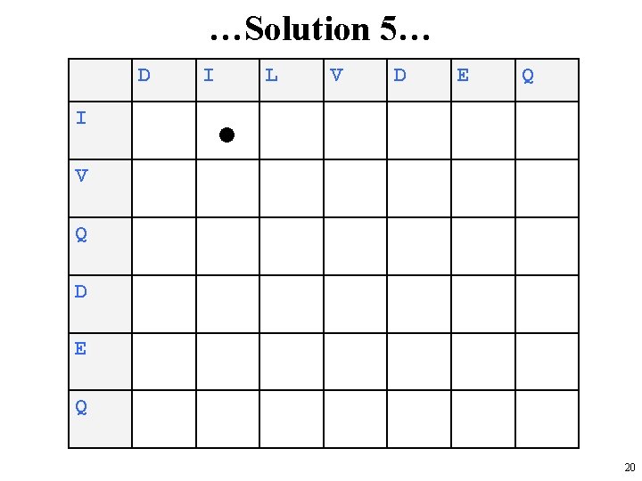 …Solution 5… D I I L V D E Q V Q D E