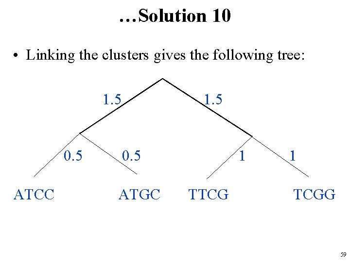 …Solution 10 • Linking the clusters gives the following tree: 1. 5 0. 5
