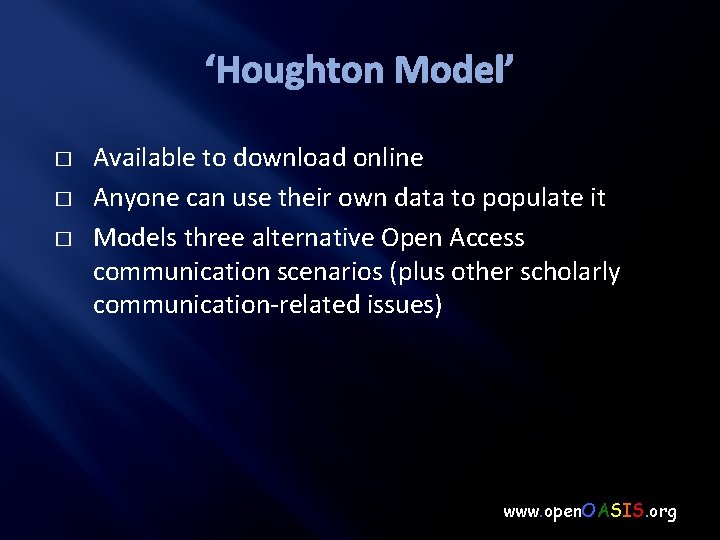 ‘Houghton Model’ � � � Available to download online Anyone can use their own