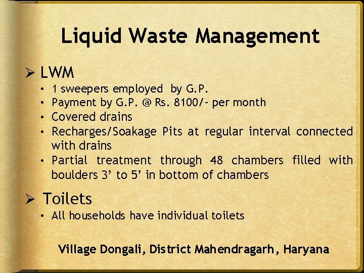 Liquid Waste Management Ø LWM 1 sweepers employed by G. P. Payment by G. Liquid Waste Management Ø LWM 1 sweepers employed by G. P. Payment by G.