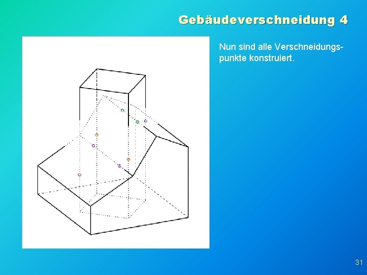 Gebäudeverschneidung 4 Nun sind alle Verschneidungspunkte konstruiert. 31 