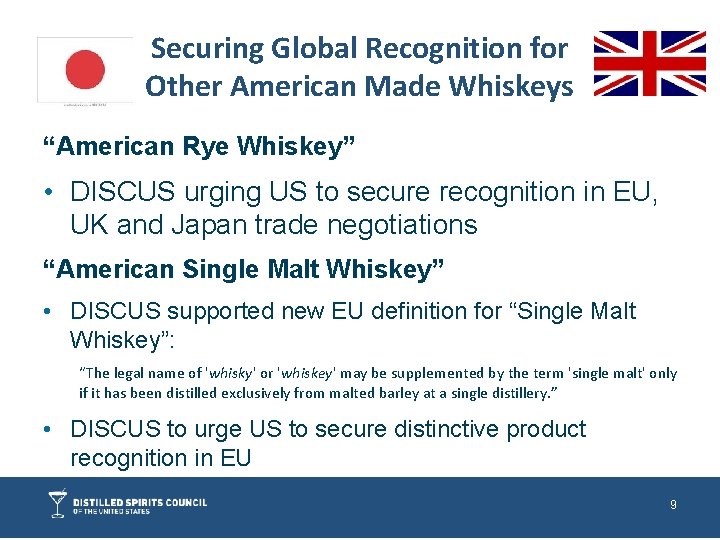 Securing Global Recognition for Other American Made Whiskeys “American Rye Whiskey” • DISCUS urging