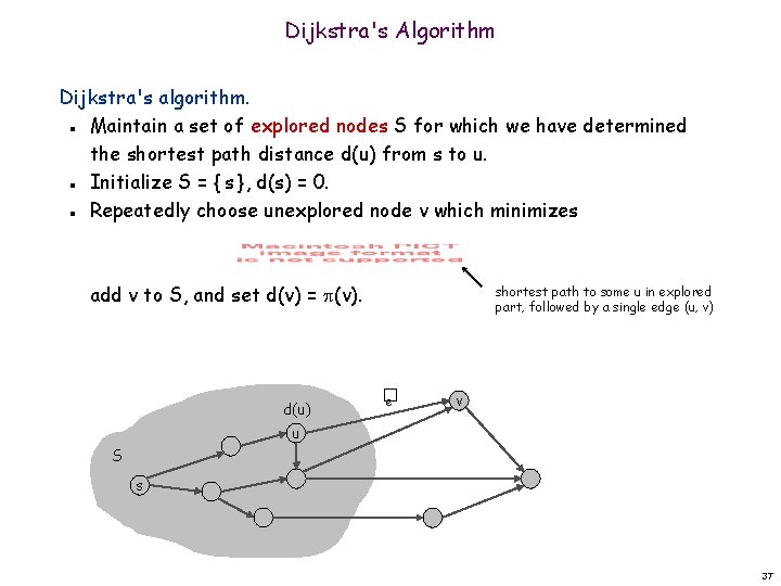 Dijkstra's Algorithm Dijkstra's algorithm. Maintain a set of explored nodes S for which we