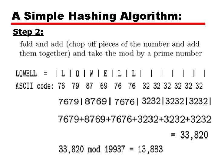 A Simple Hashing Algorithm: Step 2: A Simple Hashing Algorithm: Step 2: