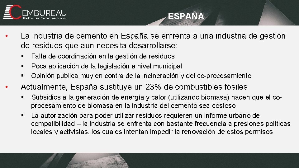 ESPAÑA • La industria de cemento en España se enfrenta a una industria de