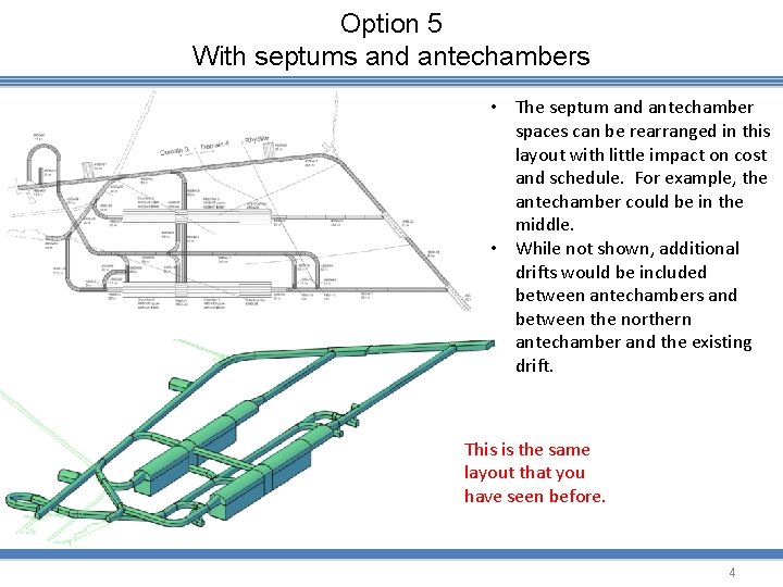 Option 5 With septums and antechambers • The septum and antechamber spaces can be