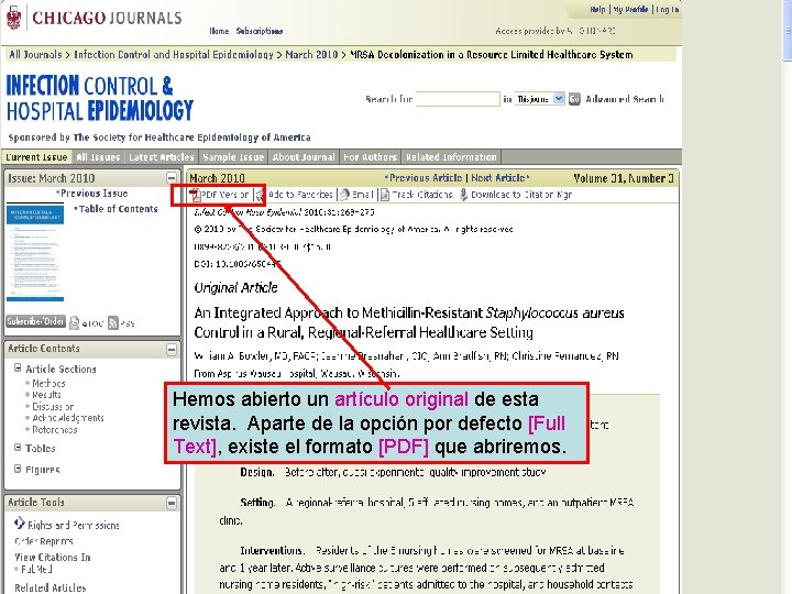 Hemos abierto un artículo original de esta revista. Aparte de la opción por defecto