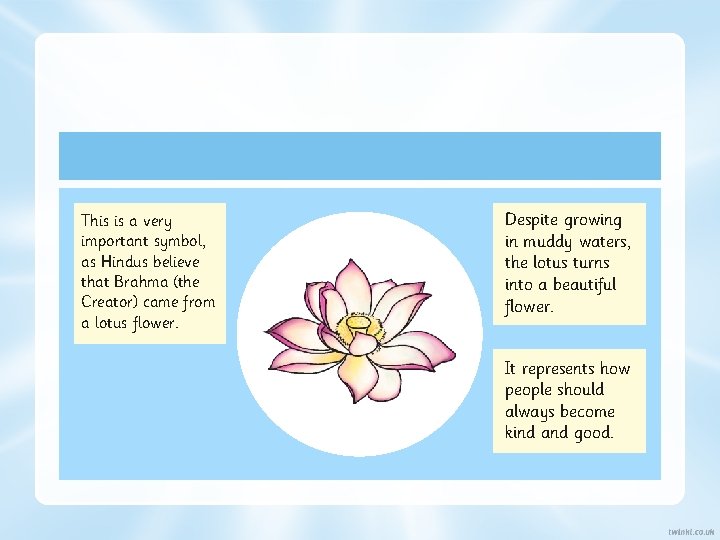 This is a very important symbol, as Hindus believe that Brahma (the Creator) came