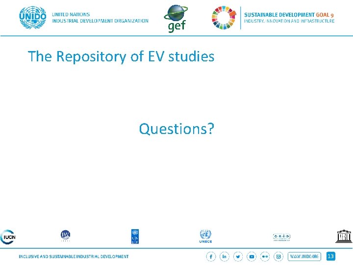 The Repository of EV studies Questions? 13 