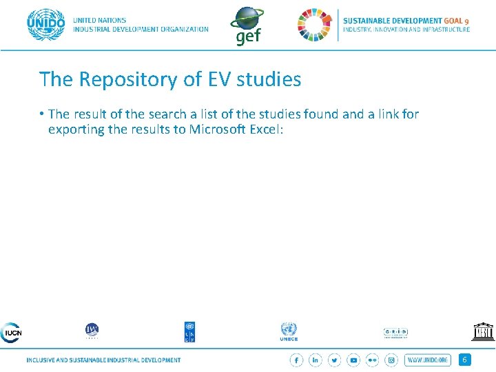 The Repository of EV studies • The result of the search a list of