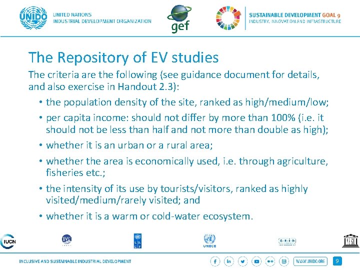 The Repository of EV studies The criteria are the following (see guidance document for