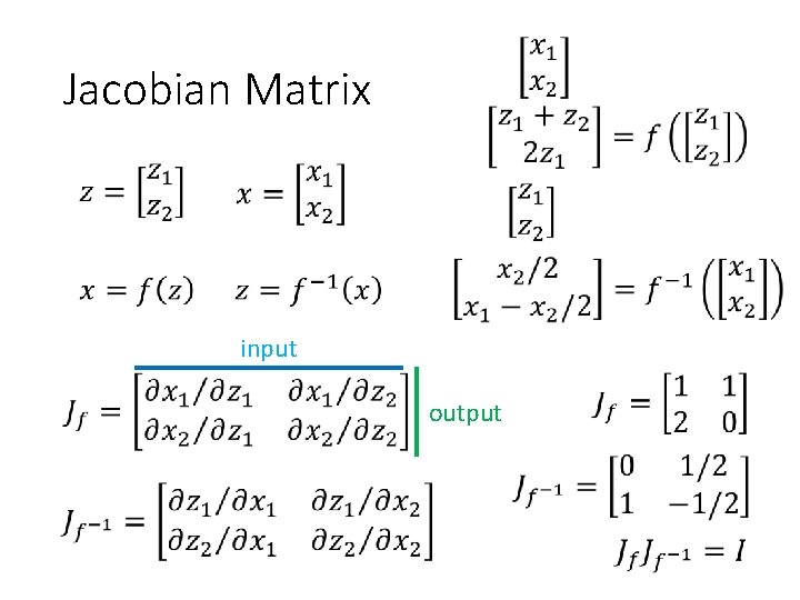 Jacobian Matrix input output 
