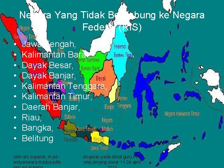 Negara Yang Tidak Bergabung ke Negara Federal (RIS) • • • Jawa Tengah, Kalimantan