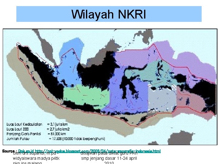 Wilayah NKRI Sourceoleh : Dpk. go. id http: //npl-vedca. blogspot. com/2008/04/peta-geografis-indonesia. html drs. supandi,