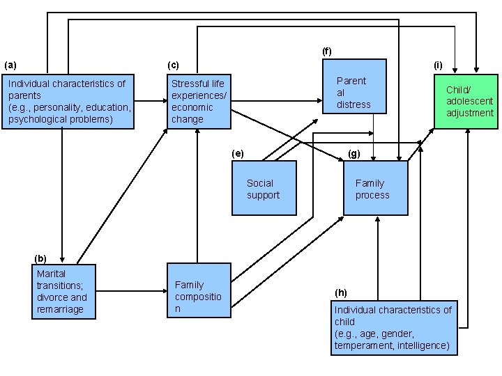 (f) (a) (c) Individual characteristics of parents (e. g. , personality, education, psychological problems)