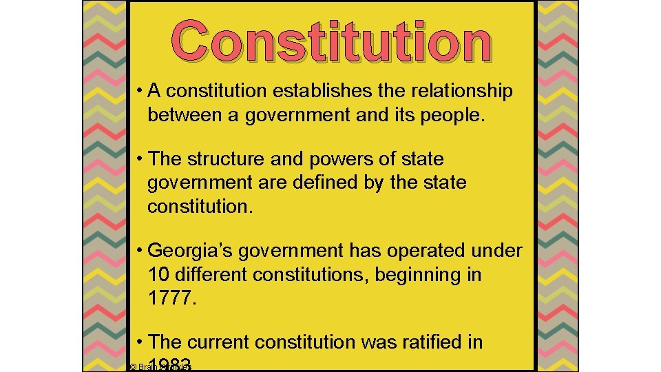 Constitution • A constitution establishes the relationship between a government and its people. •