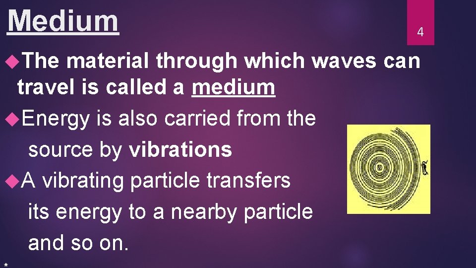 Medium The 4 material through which waves can travel is called a medium Energy