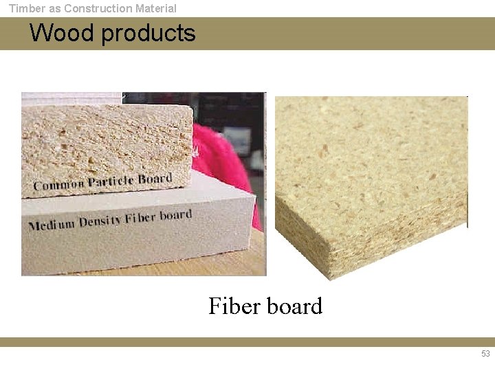 Timber as Construction Material Wood products Fiber board 53 