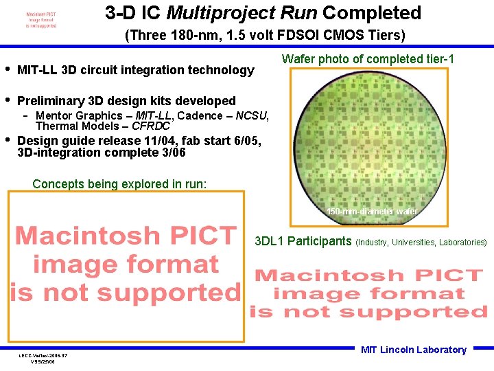 3 -D IC Multiproject Run Completed (Three 180 -nm, 1. 5 volt FDSOI CMOS