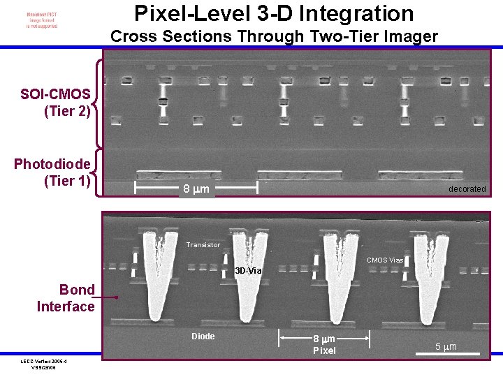 Pixel-Level 3 -D Integration Cross Sections Through Two-Tier Imager SOI-CMOS (Tier 2) SEM cross