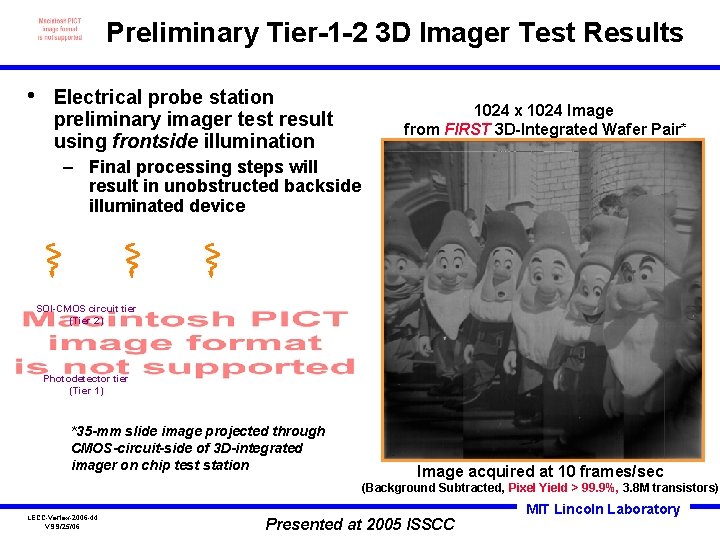 Preliminary Tier-1 -2 3 D Imager Test Results • Electrical probe station preliminary imager