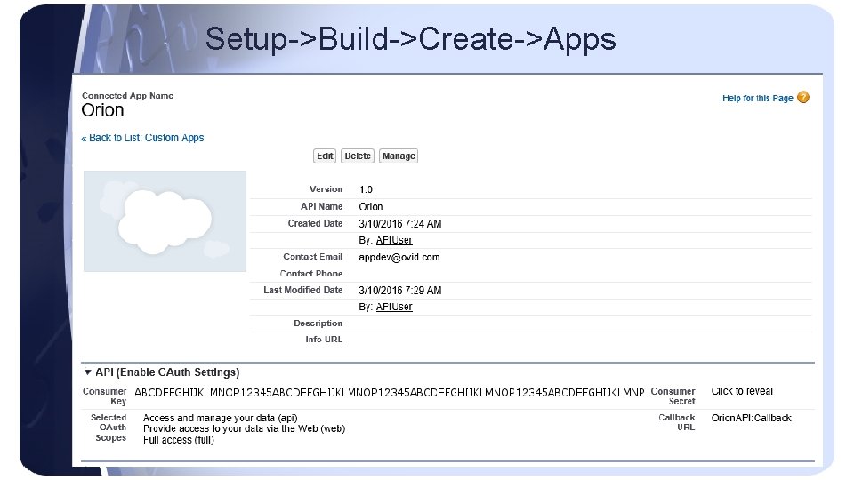 Setup->Build->Create->Apps 