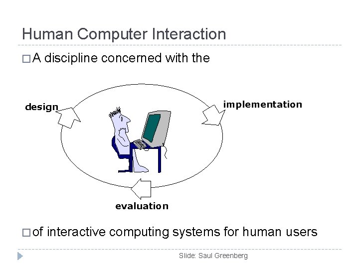 Human Computer Interaction �A discipline concerned with the implementation design evaluation � of interactive