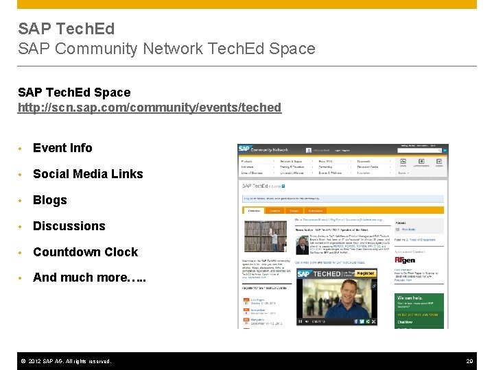 SAP Tech. Ed SAP Community Network Tech. Ed Space SAP Tech. Ed Space http: