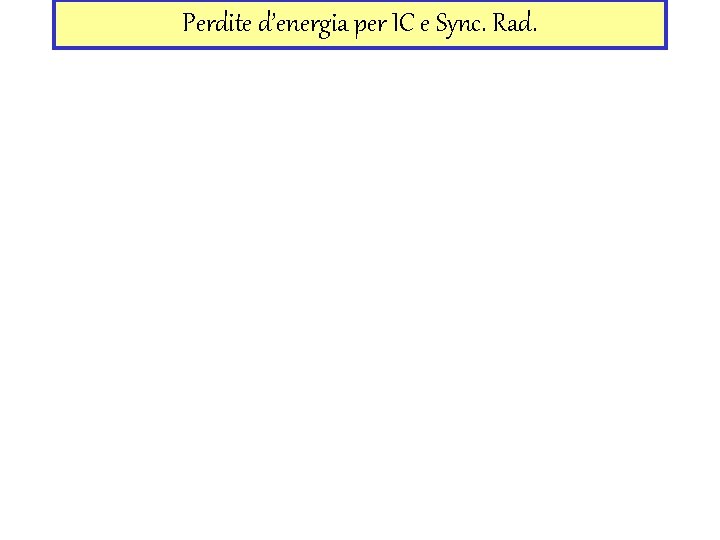 Perdite d’energia per IC e Sync. Rad. 