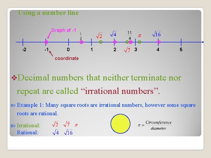 Using a number line Graph of -1 o -2 -1 o 0 o 1