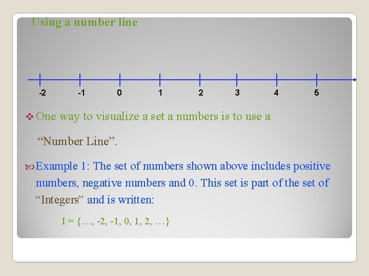 Using a number line -2 v One -1 0 1 2 3 4 5