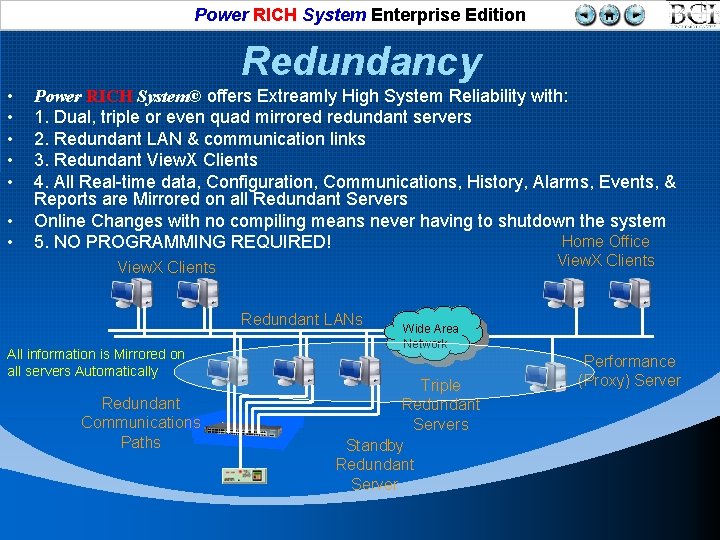 Power RICH System Enterprise Edition Redundancy • • Power RICH System© offers Extreamly High